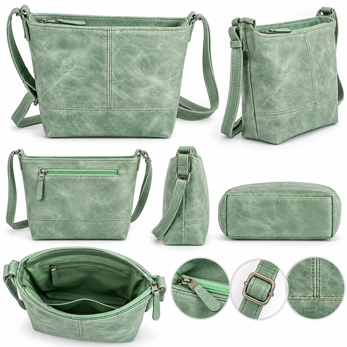 Green Genuine Leather Sling Bag – Stylish Women's Crossbody Bag