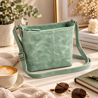 Green Genuine Leather Sling Bag – Stylish Women's Crossbody Bag