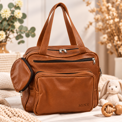 The Coney Genuine Leather Nappy Bag – Luxury Baby & Travel Backpack
