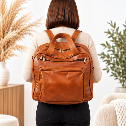 The Coney Genuine Leather Nappy Bag – Luxury Baby & Travel Backpack