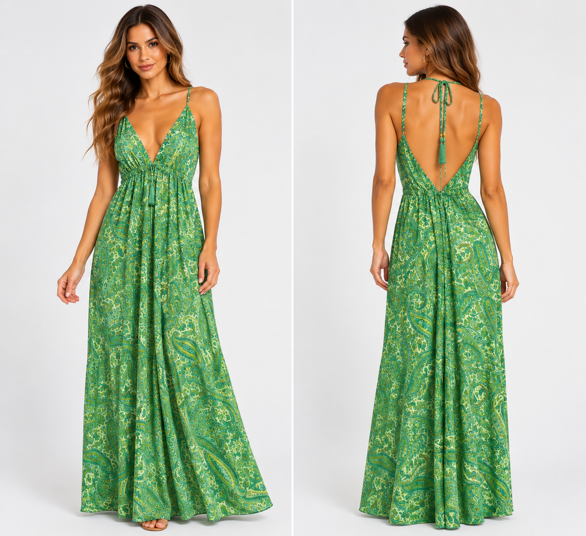 Green Paisley. Graceful Movement. Effortless Boho Elegance.
