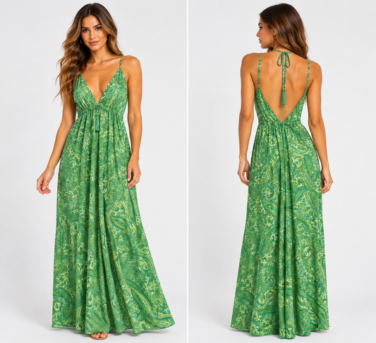 Green Paisley. Graceful Movement. Effortless Boho Elegance.