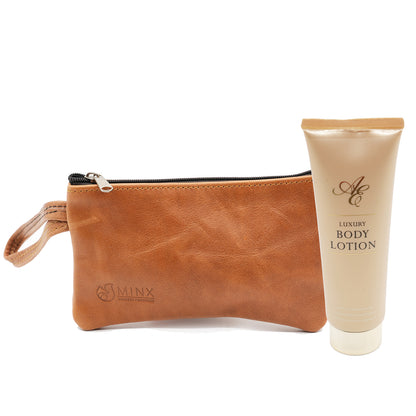 Leather Make up Bag with Luxuary Gold Handcream