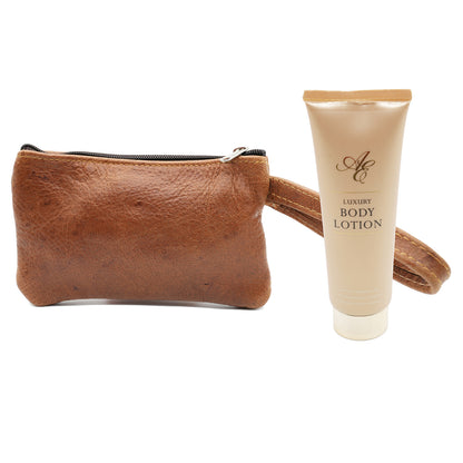 Leather Make up Bag with Luxuary Gold Handcream