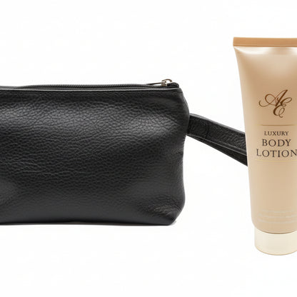 Leather Make up Bag with Luxury Gold Hand Cream