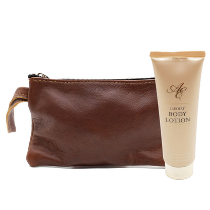 Leather Make up Bag with Luxuary Gold Handcream