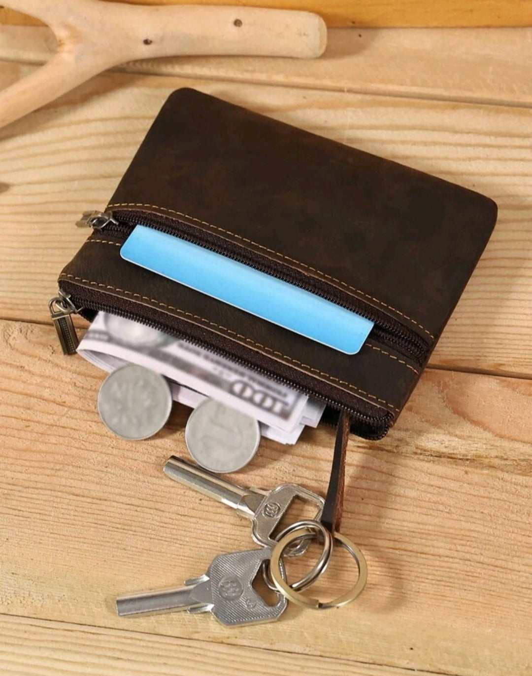 Unisex Leather Key and Card Holder