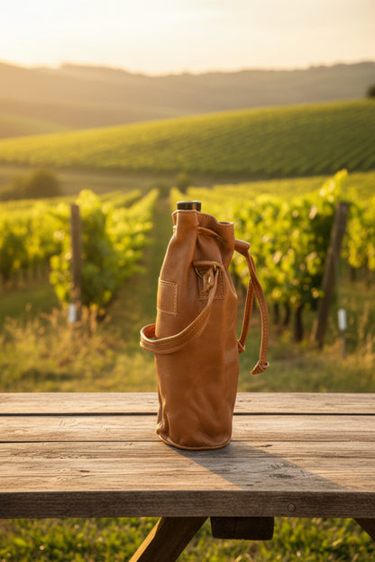 Vintage Leather Vino Wine Bottle holder