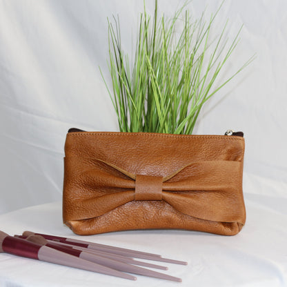 Bow Leather Make Up Bags