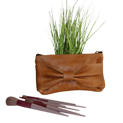 Bow Leather Make Up Bags