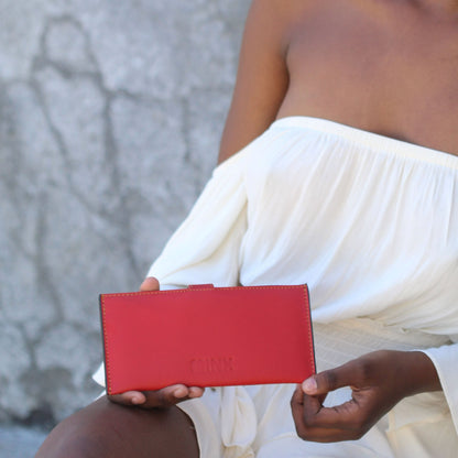 Sleek Red Leather Ladies Wallet