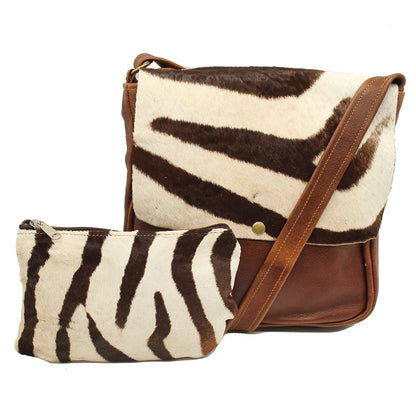 Zebra Leather Handbag Combo