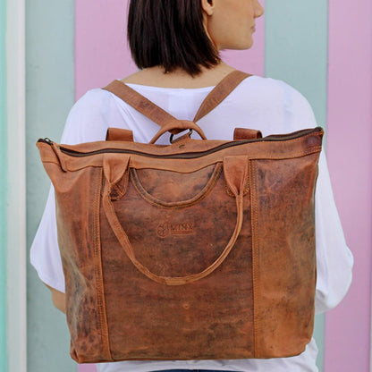 Hannah Leather Nappy Bag