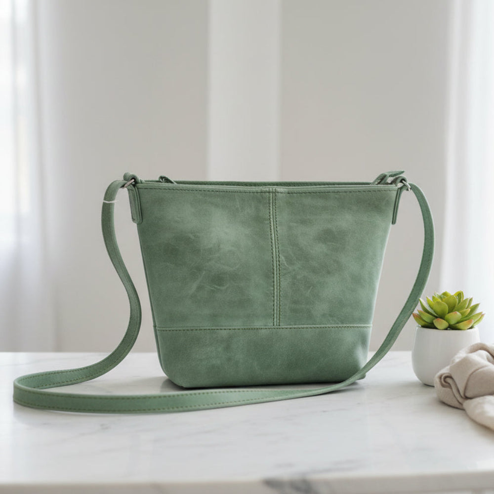 Green Leather Sling Bag