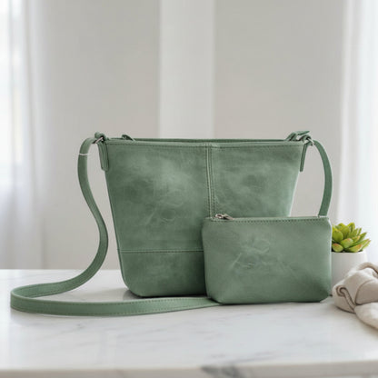 Green Leather Sling Bag Combo