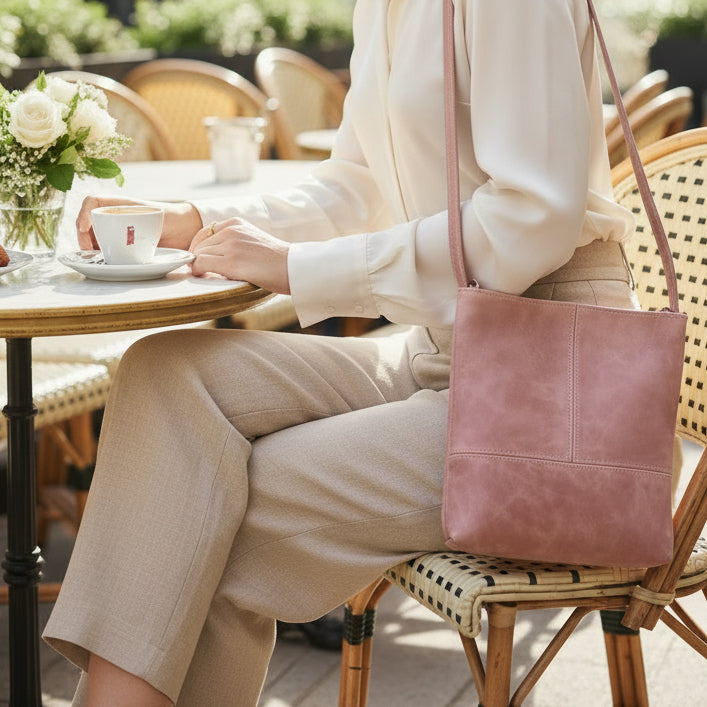 Pink Leather Sling Bag