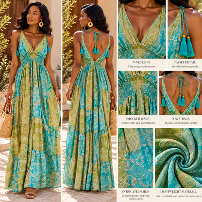 Turquoise Garden Paisley Maxi Dress