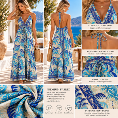 Coastal Palm Breeze Maxi Dress