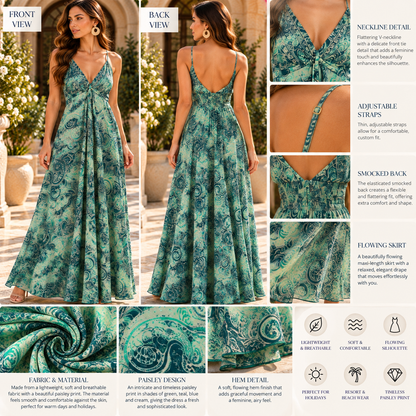 Mint Green & Teal Paisley Maxi Dress