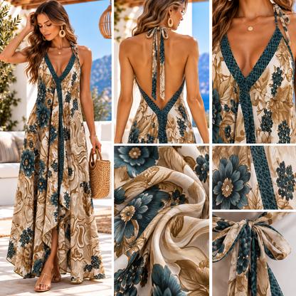 Aegean Bloom Maxi Dress