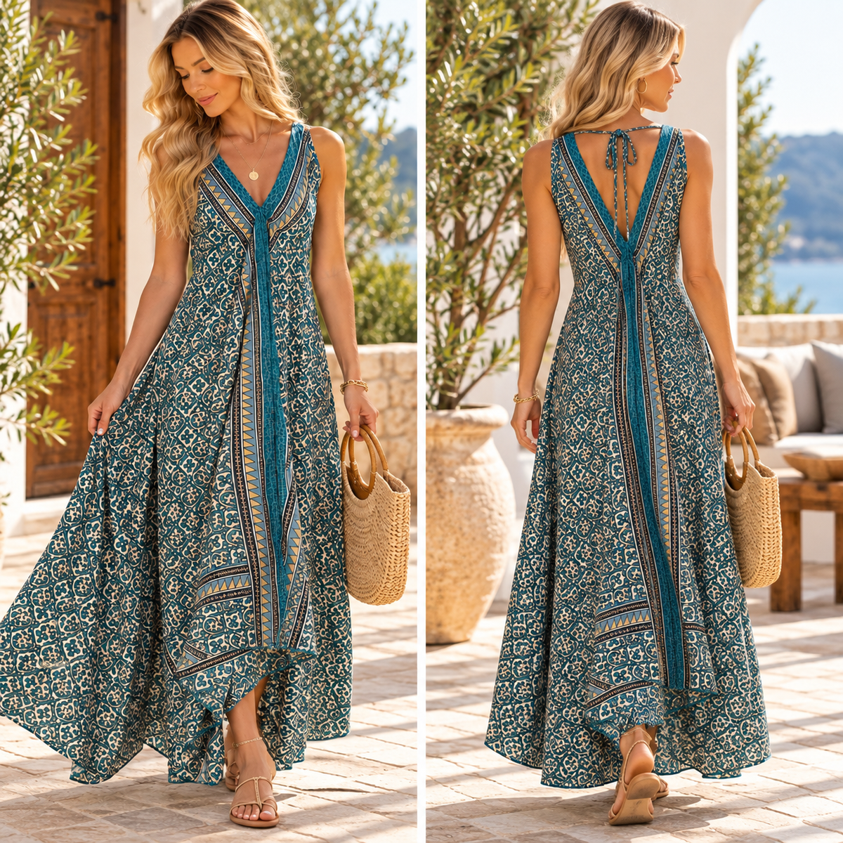 Sapphire Coastal Boho Maxi Dress