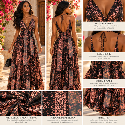 Midnight Rose Paisley Maxi Dress