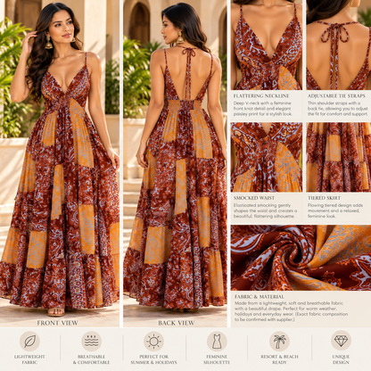 Rust & Mustard Paisley Patchwork Maxi Dress