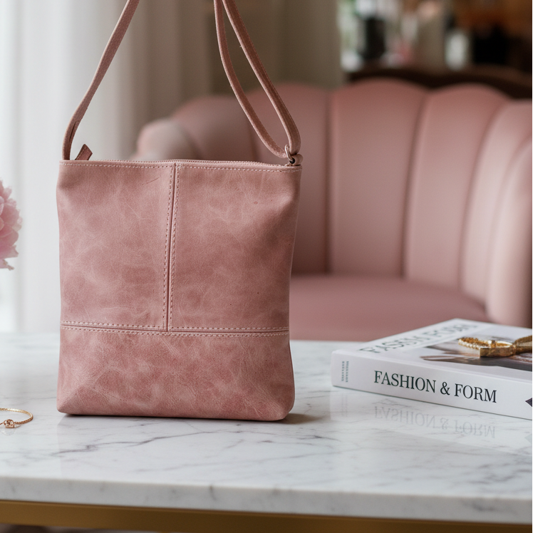 Pink Leather Sling Bag