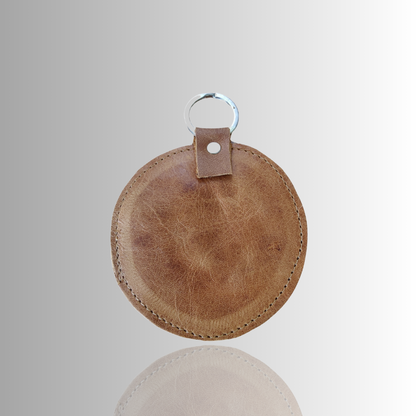 Twin Round Leather Keyring