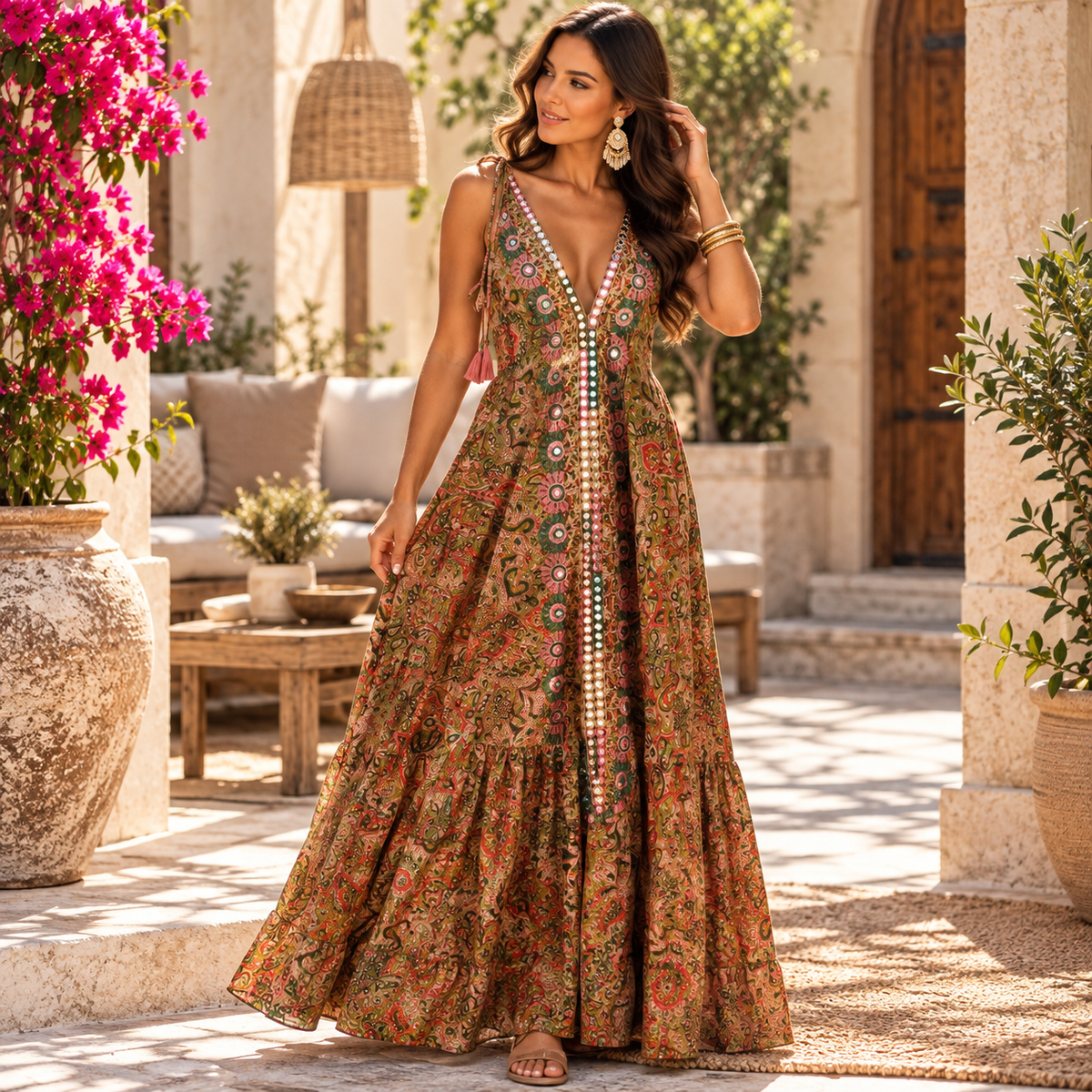 Olive Rose Paisley Maxi Dress