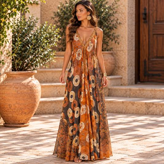 Rust Orange & Cream Magic Dress