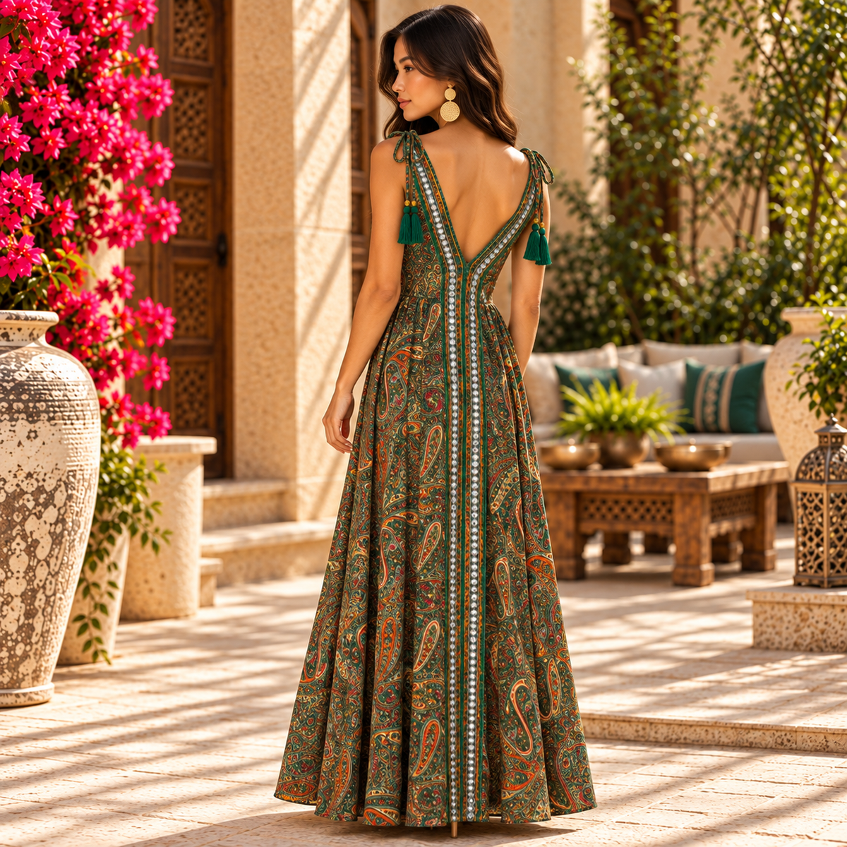 Emerald Paisley Luxe Maxi Dress