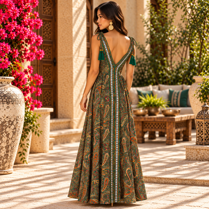 Emerald Paisley Luxe Maxi Dress