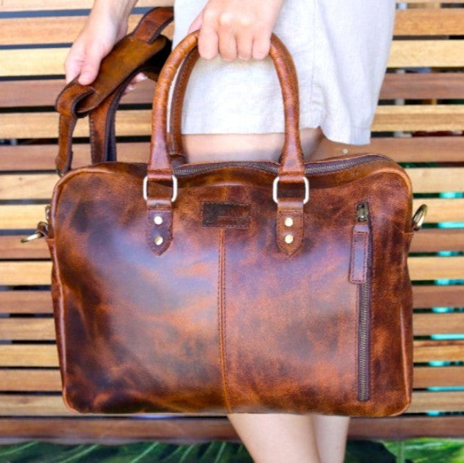 Capri Classic Leather Laptop Bag