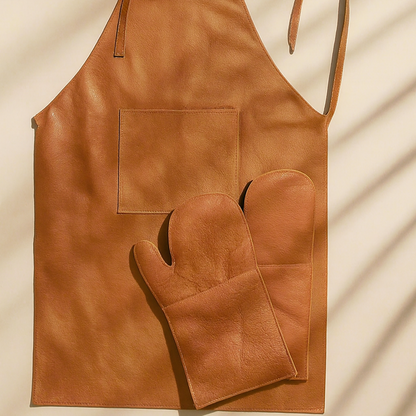 CHRISTMAS SALE – BROWN BRAAI APRON AND GLOVES COMBO