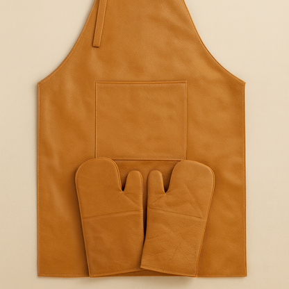 CHRISTMAS SALE – BROWN BRAAI APRON AND GLOVES COMBO