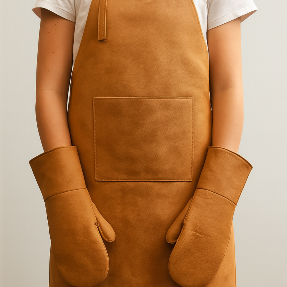 CHRISTMAS SALE – BROWN BRAAI APRON AND GLOVES COMBO