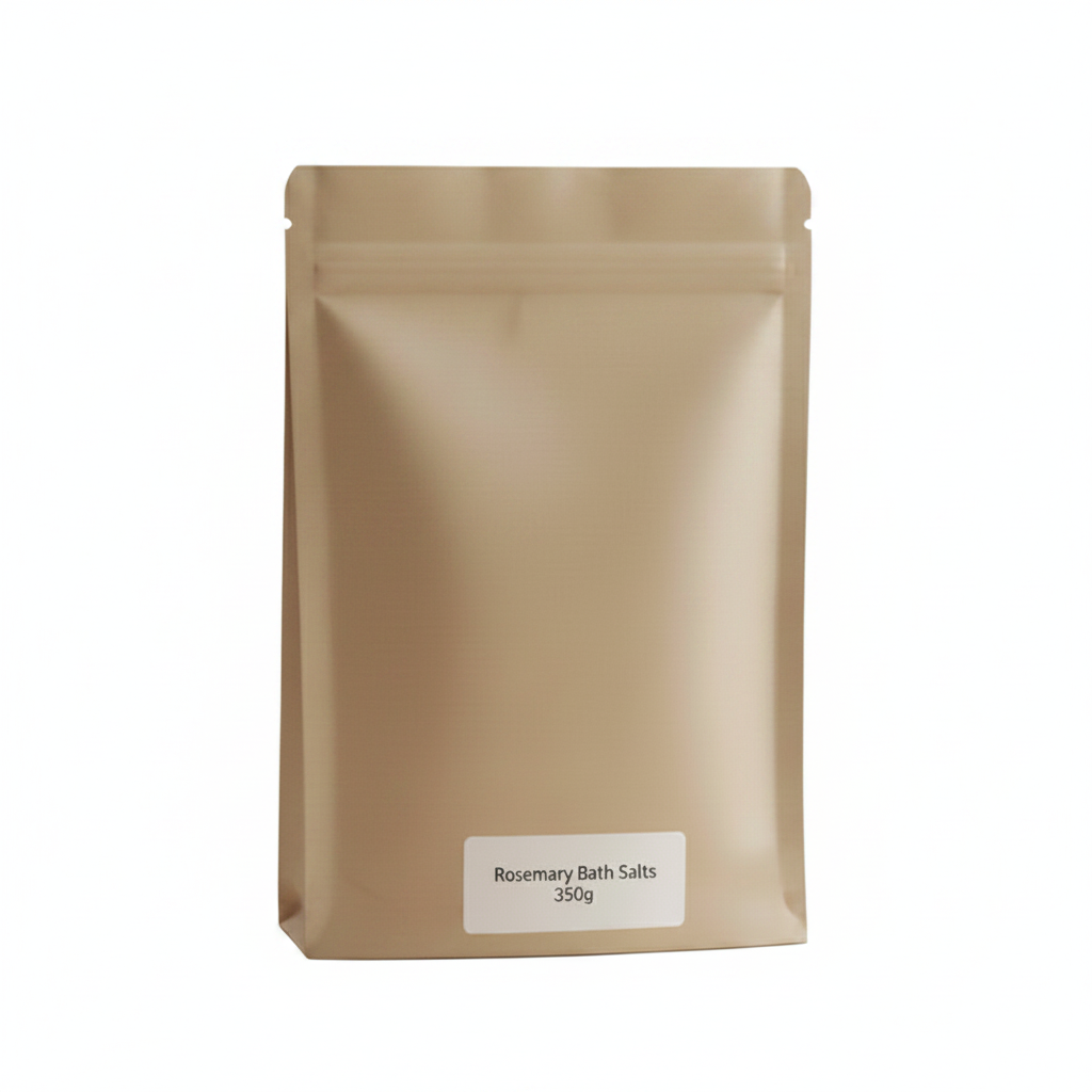 Rosemary Bath Salts 350g pouch on a white background