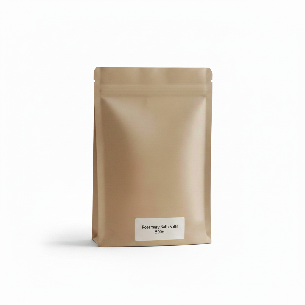 Rosemary Bath Salts 500g pouch on a white background