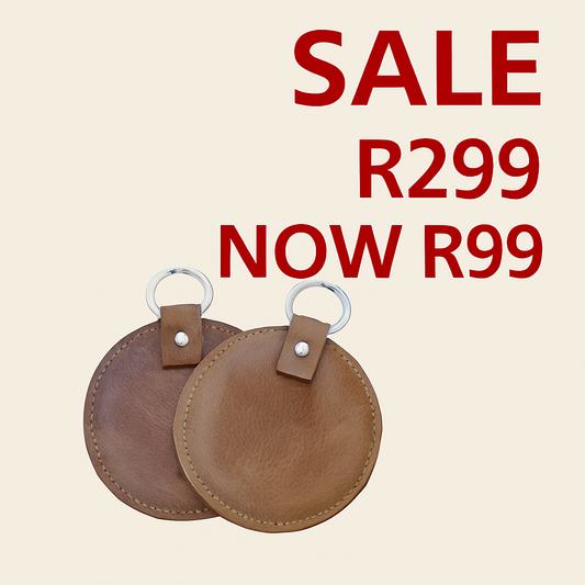 Twin Round Leather Keyring