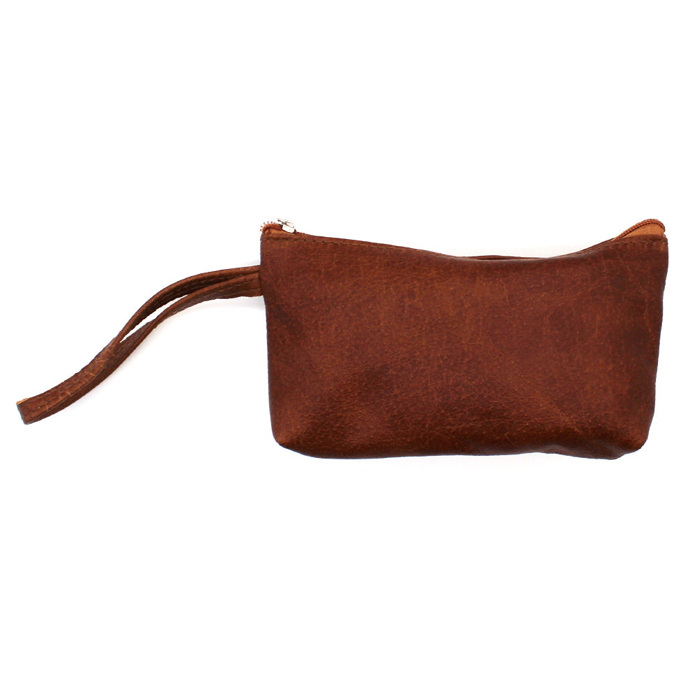 Yukon Bags Augusta Leather Pen Case - Makeup Pouch for Purse, Camel