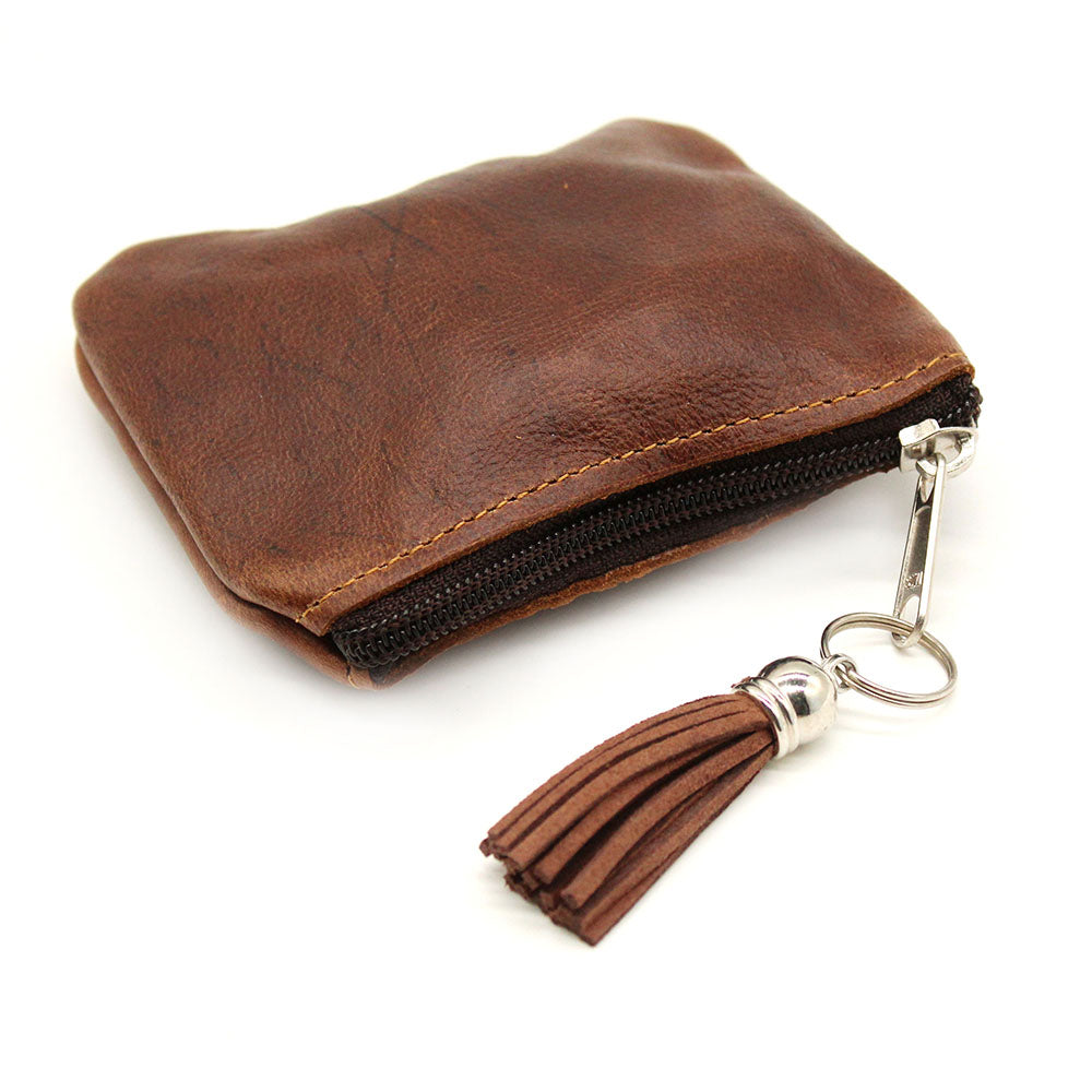 Tan leather coin clearance purse