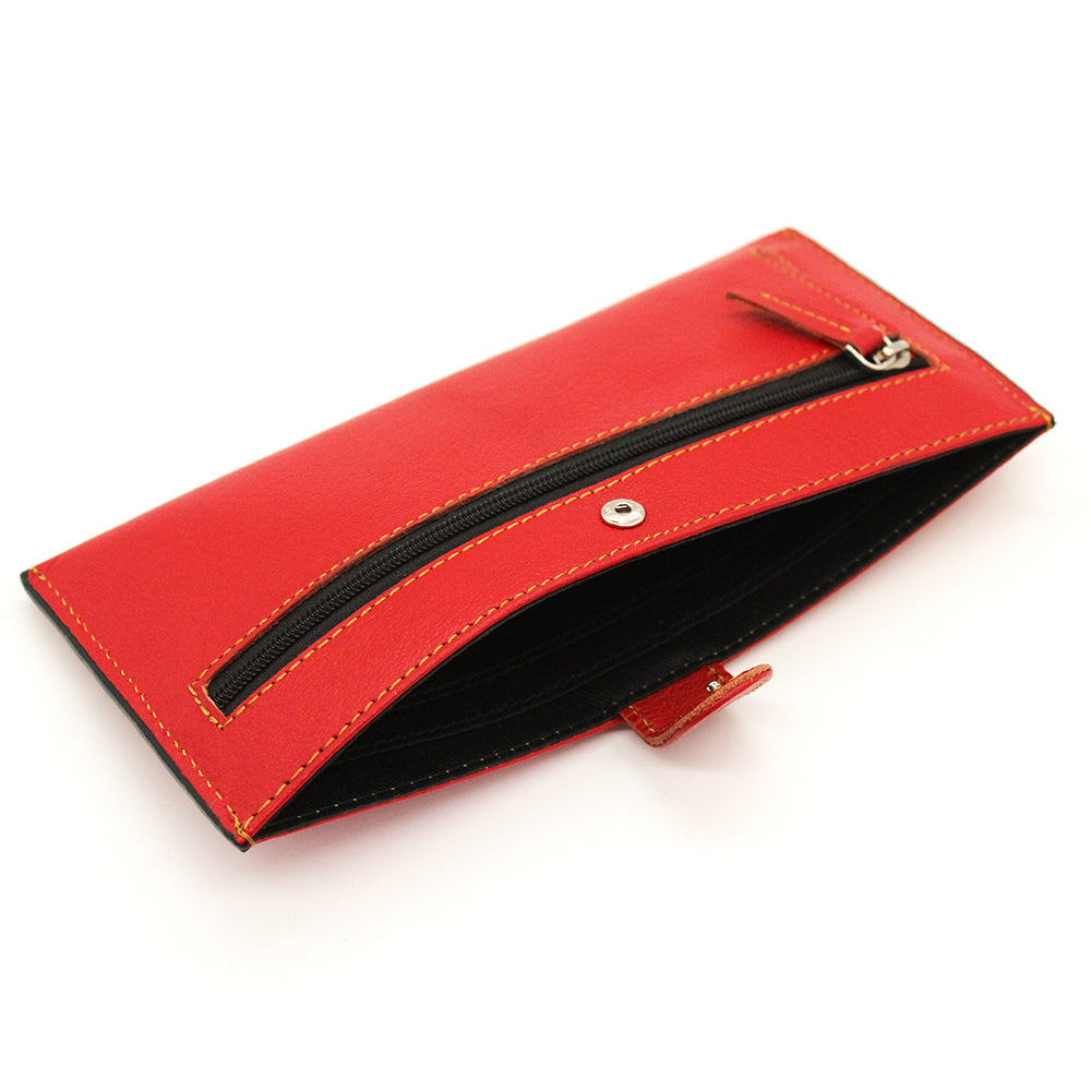 Sleek Red Leather Ladies Wallet